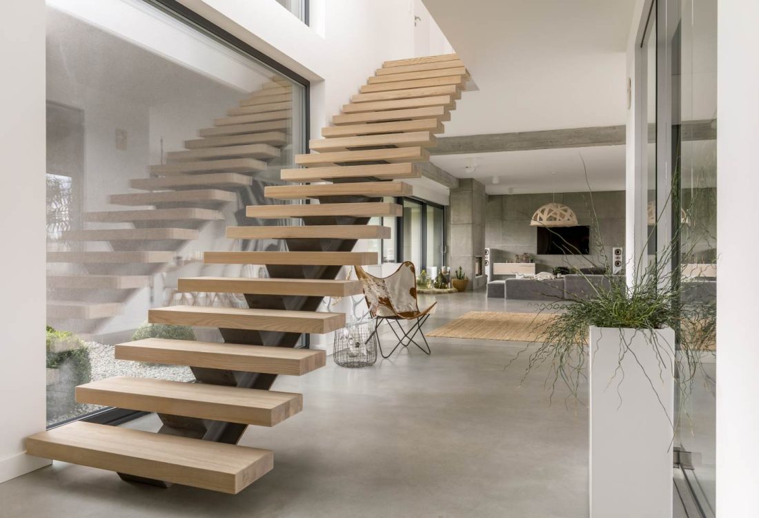 Minimalistic,Stairs,In,Modern,Villa,Interior